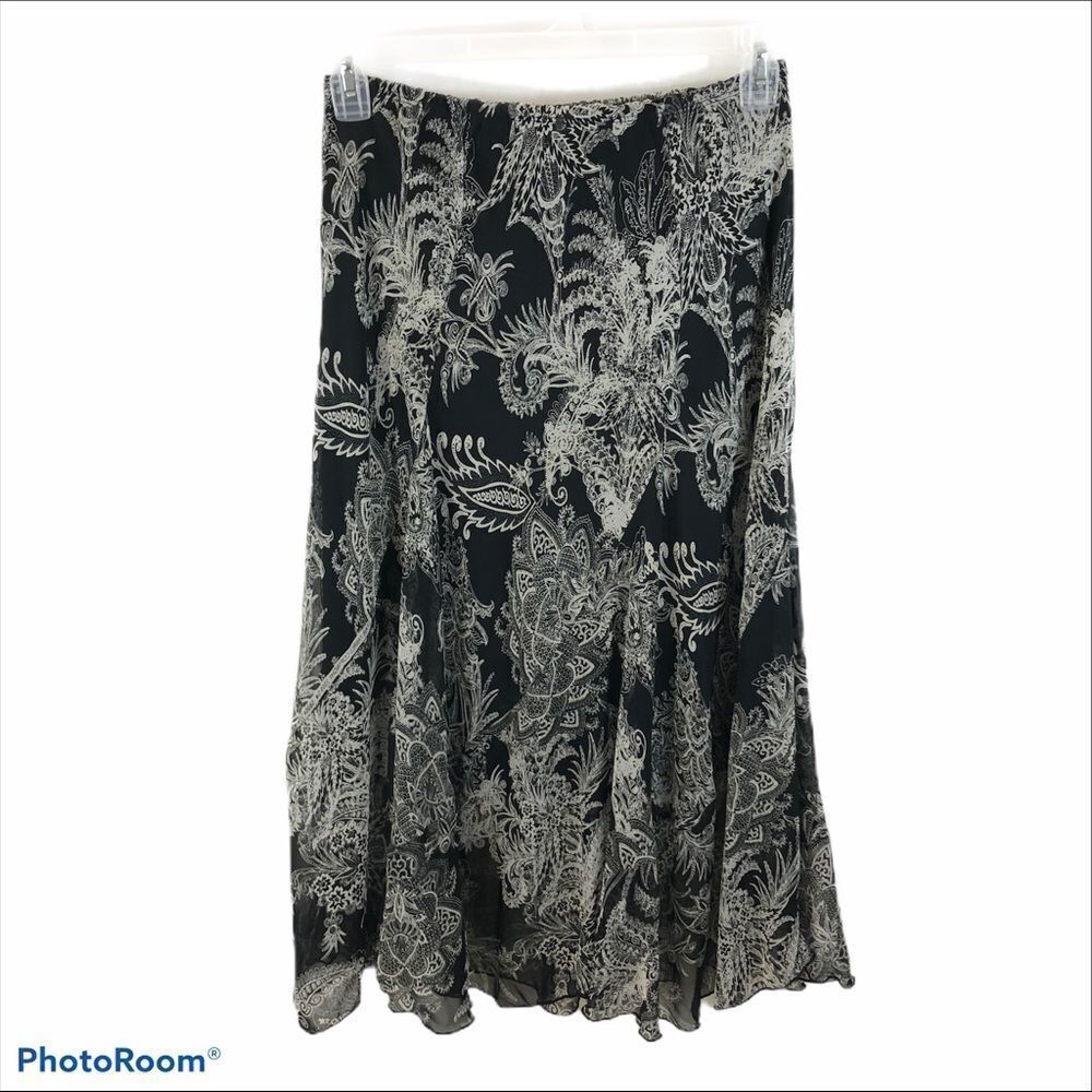 JK LA Chiffon Black and White Print‎ Skirt Small